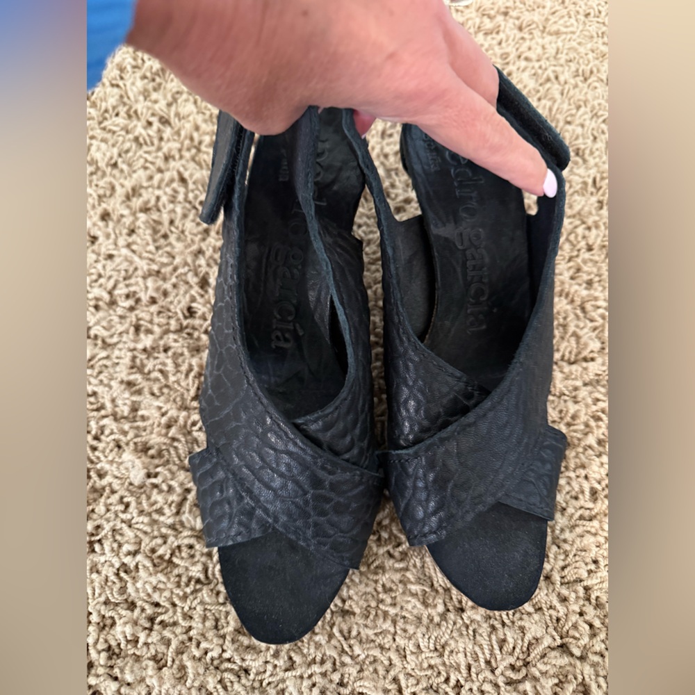 Pedro Garcia Black Textured Heels